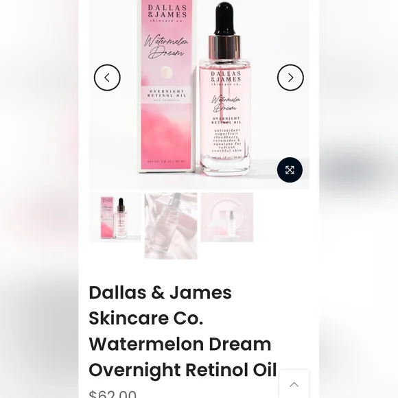 5/75$ Dallas & James Skincare Co. Watermelon Dream Overnight Retinol Oil - Picture 9 of 13